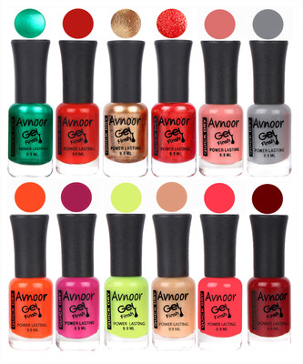 

Avnoor Trendy Color Gel Nail Polish Combo Set No 581 Multicolor(Pack of 12)