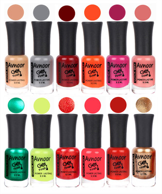 

Avnoor Trendy Color Gel Nail Polish Combo Set No 589 Multicolor(Pack of 12)