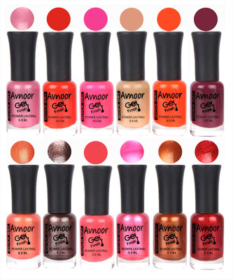 

Avnoor Trendy Color Gel Nail Polish Combo Set No 495 Multicolor(Pack of 12)