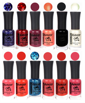 

Avnoor Trendy Color Gel Nail Polish Combo Set No 197 Multicolor(Pack of 12)