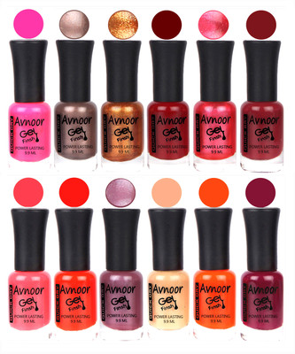 

Avnoor Trendy Color Gel Nail Polish Combo Set No 365 Multicolor(Pack of 12)