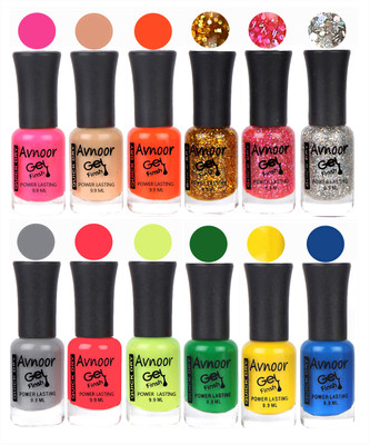 

Avnoor Trendy Color Gel Nail Polish Combo Set No 166 Multicolor(Pack of 12)
