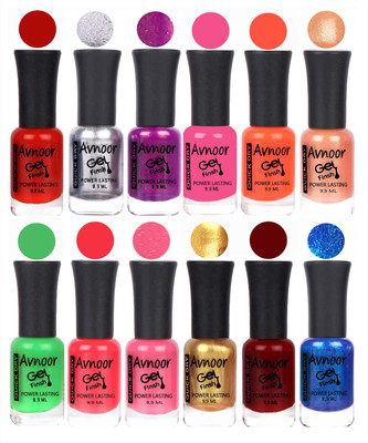 

Avnoor Trendy Color Gel Nail Polish Combo Set No 653 Multicolor(Pack of 12)