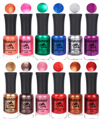 

Avnoor Trendy Color Gel Nail Polish Combo Set No 269 Multicolor(Pack of 12)