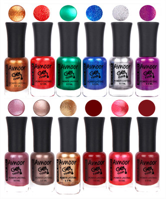 

Avnoor Trendy Color Gel Nail Polish Combo Set No 249 Multicolor(Pack of 12)
