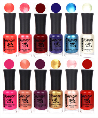 

Avnoor Trendy Color Gel Nail Polish Combo Set No 398 Multicolor(Pack of 12)
