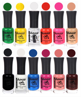

Avnoor Trendy Color Gel Nail Polish Combo Set No 544 Multicolor(Pack of 12)