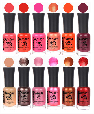 

Avnoor Trendy Color Gel Nail Polish Combo Set No 504 Multicolor(Pack of 12)