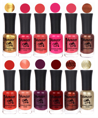 

Avnoor Trendy Color Gel Nail Polish Combo Set No 325 Multicolor(Pack of 12)