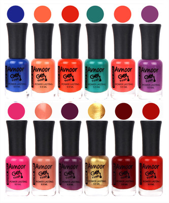 

Avnoor Trendy Color Gel Nail Polish Combo Set No 454 Multicolor(Pack of 12)