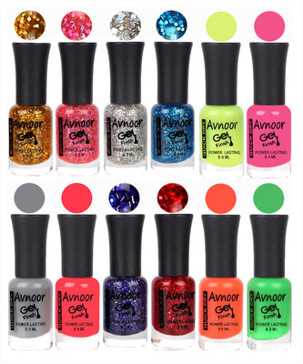 

Avnoor Trendy Color Gel Nail Polish Combo Set No 441 Multicolor(Pack of 12)