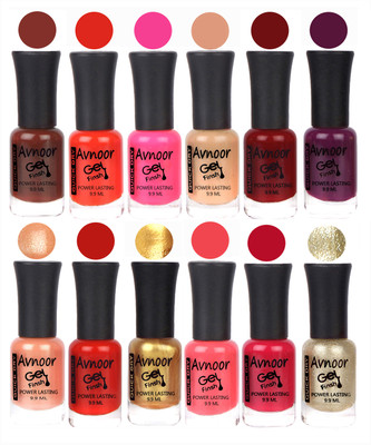 

Avnoor Trendy Color Gel Nail Polish Combo Set No 548 Multicolor(Pack of 12)