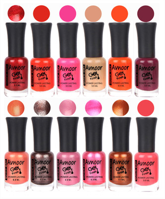 

Avnoor Trendy Color Gel Nail Polish Combo Set No 498 Multicolor(Pack of 12)