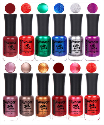 

Avnoor Trendy Color Gel Nail Polish Combo Set No 258 Multicolor(Pack of 12)