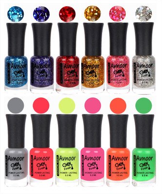 

Avnoor Trendy Color Gel Nail Polish Combo Set No 434 Multicolor(Pack of 12)