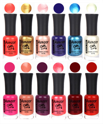 

Avnoor Trendy Color Gel Nail Polish Combo Set No 393 Multicolor(Pack of 12)