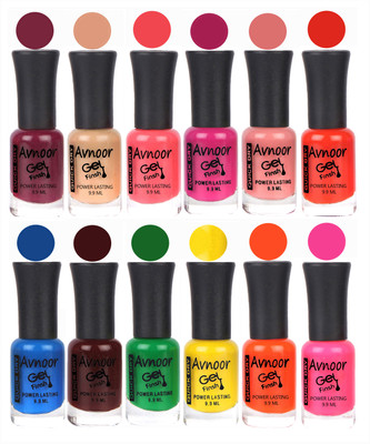 

Avnoor Trendy Color Gel Nail Polish Combo Set No 519 Multicolor(Pack of 12)