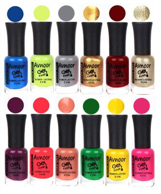 

Avnoor Trendy Color Gel Nail Polish Combo Set No 480 Multicolor(Pack of 12)