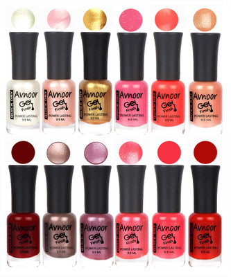 

Avnoor Trendy Color Gel Nail Polish Combo Set No 644 Multicolor(Pack of 12)