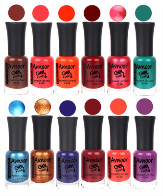 

Avnoor Trendy Color Gel Nail Polish Combo Set No 134 Multicolor(Pack of 12)
