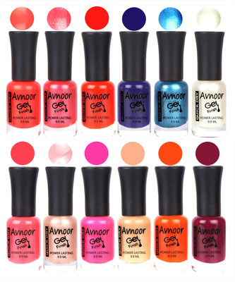 

Avnoor Trendy Color Gel Nail Polish Combo Set No 423 Multicolor(Pack of 12)