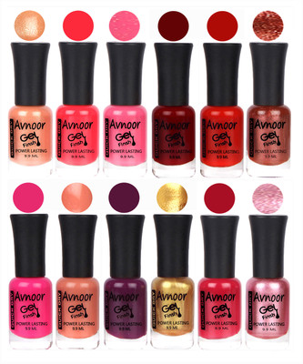 

Avnoor Trendy Color Gel Nail Polish Combo Set No 306 Multicolor(Pack of 12)