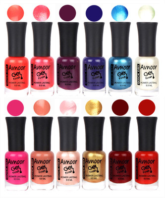 

Avnoor Trendy Color Gel Nail Polish Combo Set No 396 Multicolor(Pack of 12)