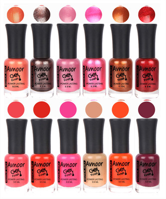 

Avnoor Trendy Color Gel Nail Polish Combo Set No 513 Multicolor(Pack of 12)
