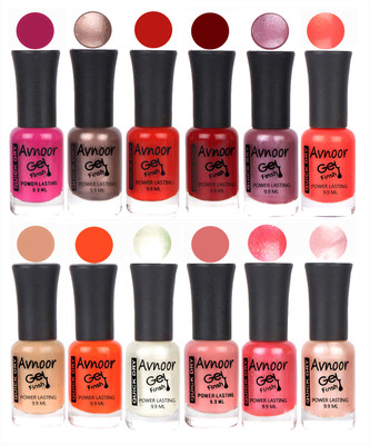 

Avnoor Trendy Color Gel Nail Polish Combo Set No 186 Multicolor(Pack of 12)