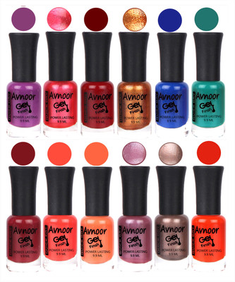

Avnoor Trendy Color Gel Nail Polish Combo Set No 358 Multicolor(Pack of 12)