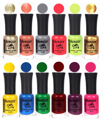 

Avnoor Trendy Color Gel Nail Polish Combo Set No 126 Multicolor(Pack of 12)