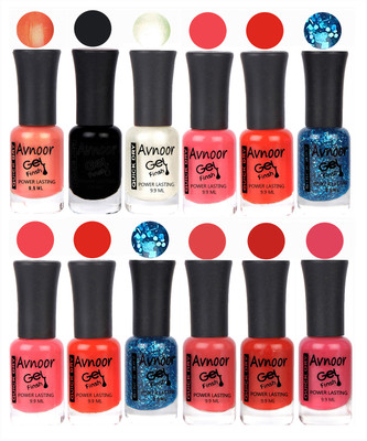 

Avnoor Trendy Color Gel Nail Polish Combo Set No 195 Multicolor(Pack of 12)