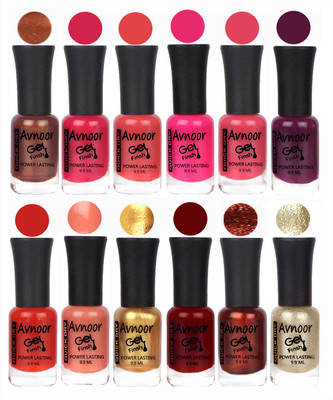 

Avnoor Trendy Color Gel Nail Polish Combo Set No 327 Multicolor(Pack of 12)