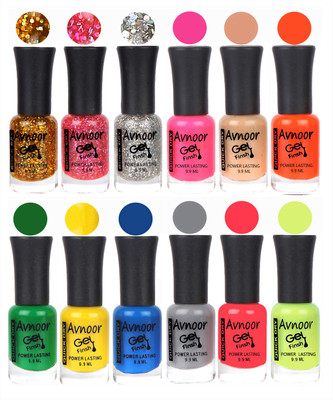 

Avnoor Trendy Color Gel Nail Polish Combo Set No 164 Multicolor(Pack of 12)