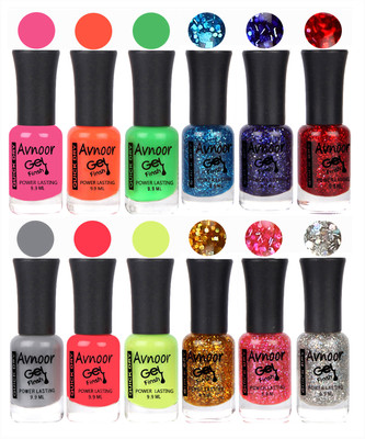 

Avnoor Trendy Color Gel Nail Polish Combo Set No 433 Multicolor(Pack of 12)