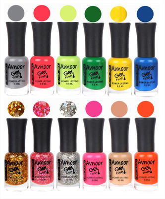 

Avnoor Trendy Color Gel Nail Polish Combo Set No 170 Multicolor(Pack of 12)