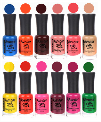 

Avnoor Trendy Color Gel Nail Polish Combo Set No 527 Multicolor(Pack of 12)