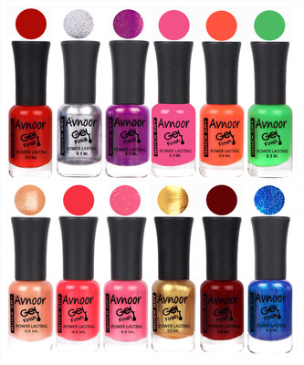 

Avnoor Trendy Color Gel Nail Polish Combo Set No 651 Multicolor(Pack of 12)