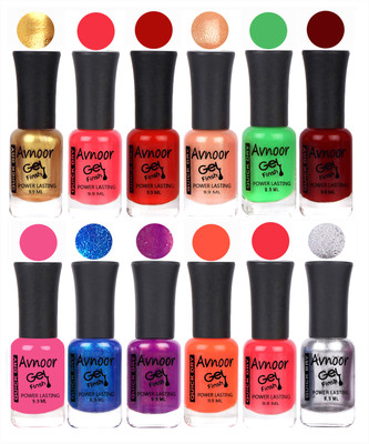 

Avnoor Trendy Color Gel Nail Polish Combo Set No 664 Multicolor(Pack of 12)