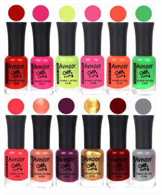

Avnoor Trendy Color Gel Nail Polish Combo Set No 463 Multicolor(Pack of 12)