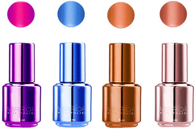 

volo Gel mettalic mini Nail Polish Set Of 4 pcs Pink, Light Blue, Light golden, Light Orange(Pack of 4)