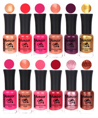 

Avnoor Trendy Color Gel Nail Polish Combo Set No 312 Multicolor(Pack of 12)