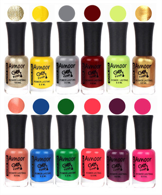 

Avnoor Trendy Color Gel Nail Polish Combo Set No 489 Multicolor(Pack of 12)