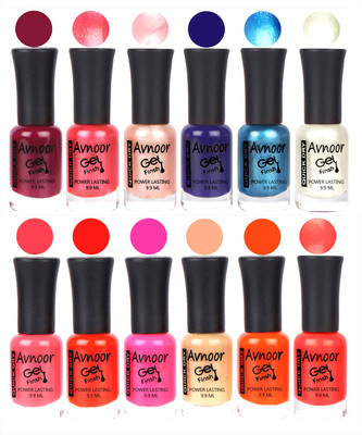 

Avnoor Trendy Color Gel Nail Polish Combo Set No 416 Multicolor(Pack of 12)