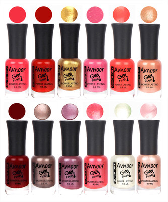 

Avnoor Trendy Color Gel Nail Polish Combo Set No 645 Multicolor(Pack of 12)