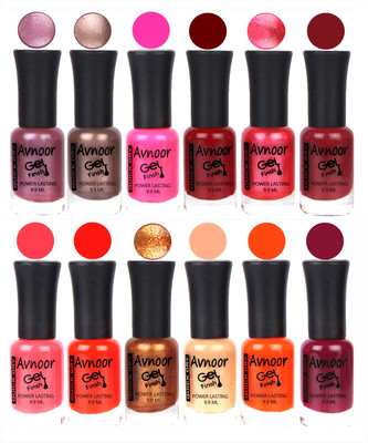 

Avnoor Trendy Color Gel Nail Polish Combo Set No 377 Multicolor(Pack of 12)