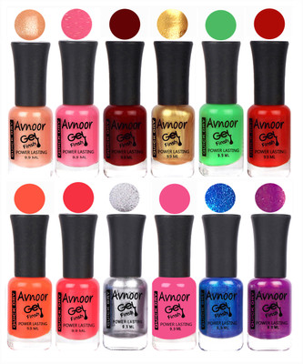 

Avnoor Trendy Color Gel Nail Polish Combo Set No 661 Multicolor(Pack of 12)