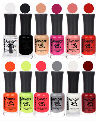 

Avnoor Trendy Color Gel Nail Polish Combo Set No 221 Multicolor(Pack of 12)