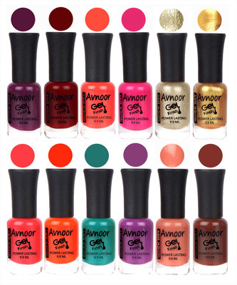 

Avnoor Trendy Color Gel Nail Polish Combo Set No 111 Multicolor(Pack of 12)