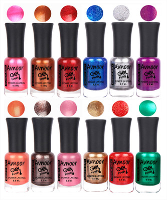 

Avnoor Trendy Color Gel Nail Polish Combo Set No 283 Multicolor(Pack of 12)